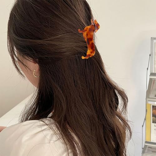 FRUZJAY Brown Dachshund Puppy Hair Claw Clips for Women - Strong Hold Pet Hair Accessories