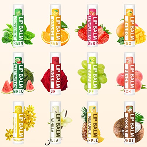Dmsky Natural Lip Balm Set - 12 Flavors for Moisturizing Care