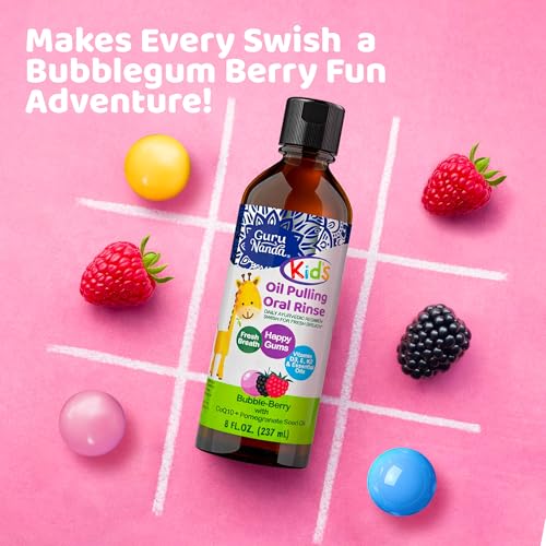 GuruNanda Kids Oil Pulling Mouthwash, Natural Bubble Berry, 8 Oz