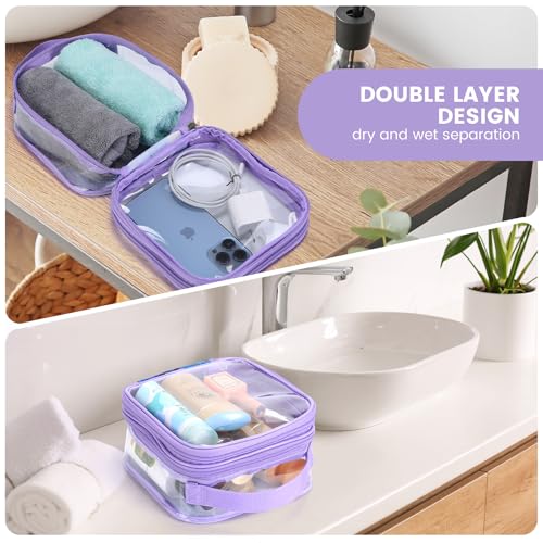 BORMELUN TSA Approved Clear Toiletry Bag Purple S Travel Organizer with Handle