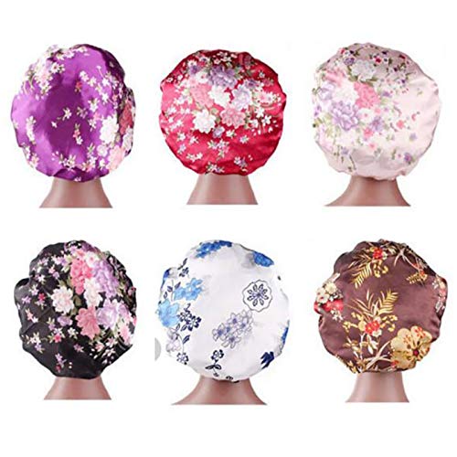 6-Piece Satin Sleep Bonnet Set, Soft Elastic Wide Band for Hair Protection
