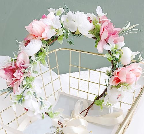 Vivivalue Bridal Flower Crown Garland Headband - Floral Halo (Variation J)