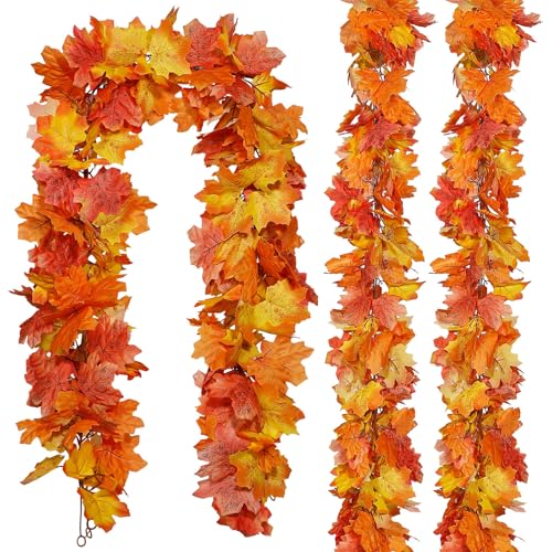 6ft Artificial Maple Leaf Garland - 3 Pack Fall Decor