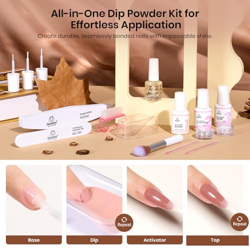 Beetles Fall Dip Powder Nail Kit - Espresso Glow Collection with Glitter & Tools