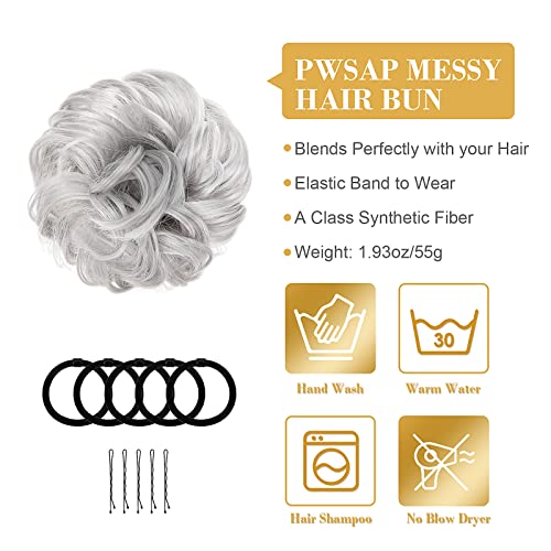 Pwsap Grey Curly Bun Extension Hairpiece - Voluminous Updo