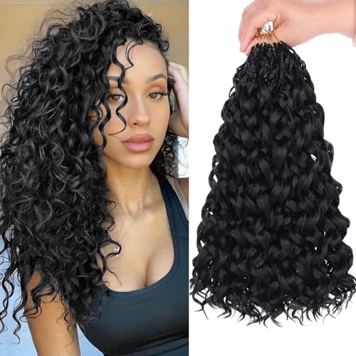 XTREND 14 Inch Ocean Wave Crochet Hair 8 Packs Pre-Looped Deep Twist Water Wave Synthetic Braiding for Women