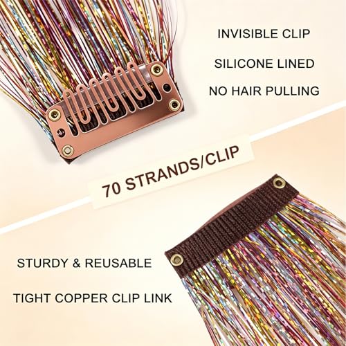 Celinabella 23-Inch Orange Gold Hair Tinsel Extensions - 6PCS