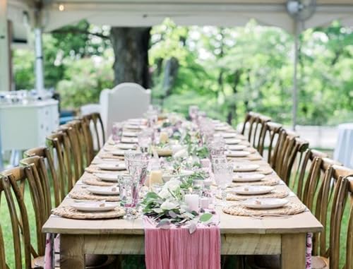 Dusty Rose Cheesecloth Table Runner - 4 Pack, 12FT Rustic Decor