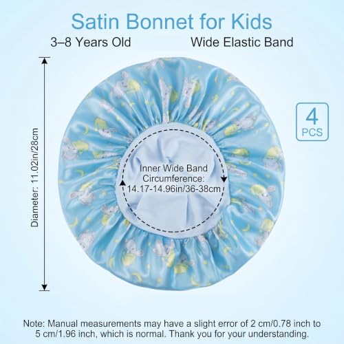 4 Pack Kids Satin Bonnet Set | Soft Sleep Caps for Natural Hair