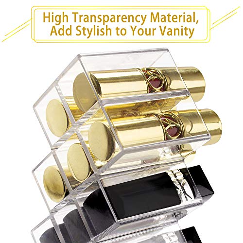 Nimiah 28-Slot Lipstick Organizer - Clear Stackable Holder for Makeup