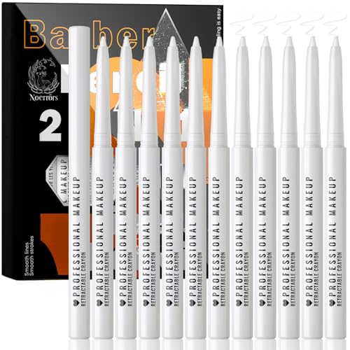Noerrors 12Pcs White Barber Pencil Chalk Set for Hairline & Beard Styling - Enhancement Kit