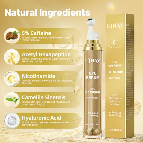 Caffeine Eye Cream with 360° Roller for Dark Circles & Puffiness