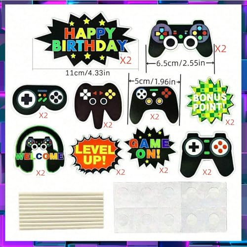 21-Piece Video Game Cake Toppers Set for Birthday Parties