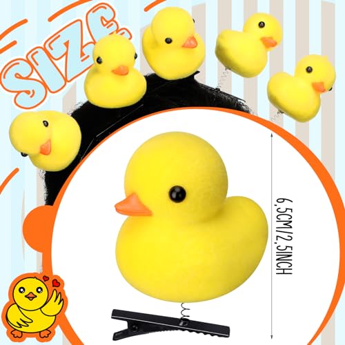 Simple Style 12 Pcs Yellow Duck Hair Clips for Kids & Adults - Fun Festival Rave Accessories
