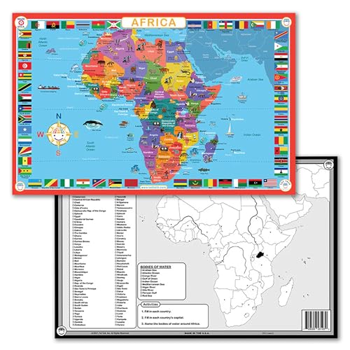 Double-Sided Africa Educational Placemat for Kids - Durable & Reusable