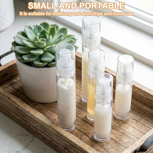 12pcs Airless Travel Pump Bottles Set 5ml, 10ml & 15ml Clear Cosmetic Containers