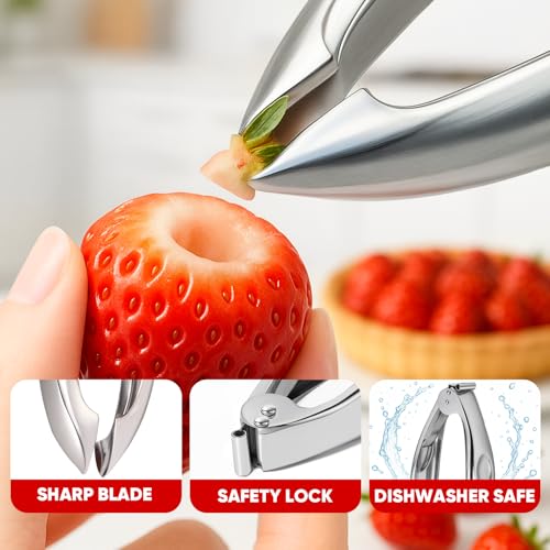 YYP Stainless Steel Strawberry Huller with Ergonomic Handle