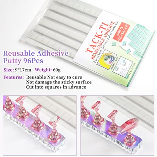 BQAN Acrylic Nail Holder Stand Set with 96 Reusable Clay Tips