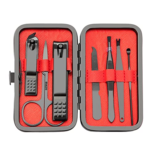 7-in-1 Travel Manicure Set with Case - Stainless Steel Grooming Kit