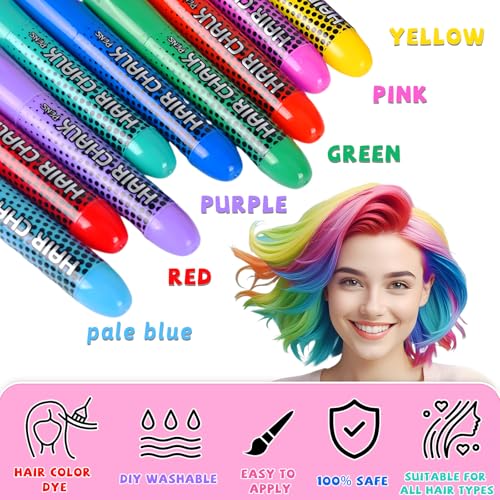 IIIMEIDU 12-Color Washable Temporary Hair Chalk Set for Kids & Teens