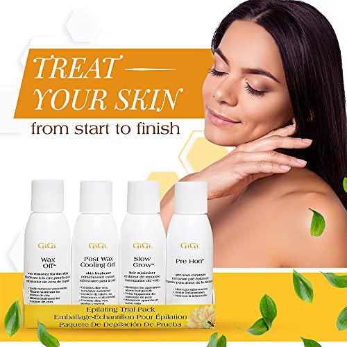 GiGi Post Waxing Essentials Kit, Pre & Post Wax Care Set, Skin Prep & Aftercare for Smooth Hair Removal, with Honey, Aloe Vera, and Argan Oil, 2 oz Each