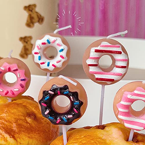 5 Mini Cute Donut Shaped Birthday Candles for Cake Decoration