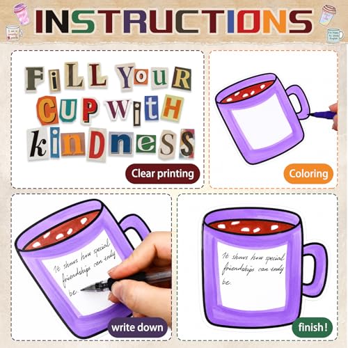 Fill Your Cup with Kindness Bulletin Board Set - 47 Pcs DIY Decor