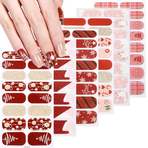 Sevgob Color A6 Christmas Nail Wraps 6 Sheets Glow in Darkness Self-Adhesive