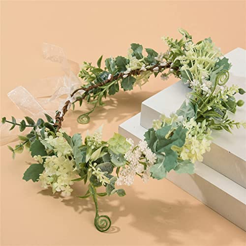 Yili Maizi Green Artificial Baby Breath Flower Crown Bridal Headpiece - Variation 02a