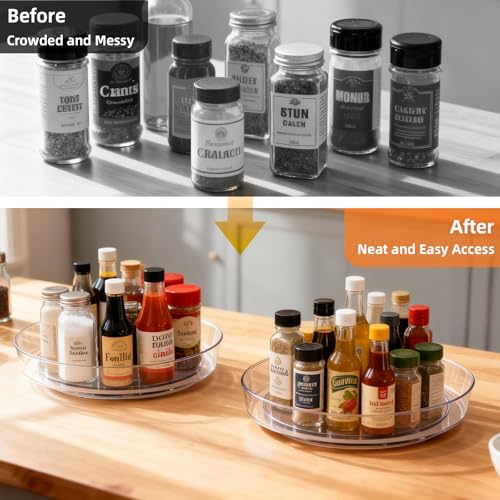 10-Inch Lazy Susan Turntable Organizer - BPA-Free Plastic for Spices & Pantry