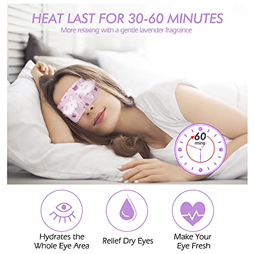 Jekeno Lavender Steam Eye Mask - 16 Packs Self-Heating Warm Compress for Dry Eyes