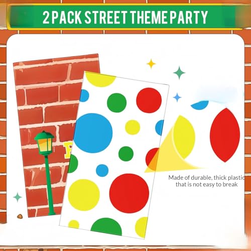 Oudain Red Brick Wall Tablecloths - 2 Pack, 54x108 Inch Cartoon Party Decor