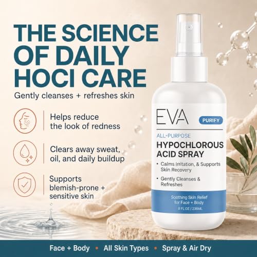 Eva Naturals Hypochlorous Acid Face & Body Mist 8 oz – Hydrating Skin Refresher for All Skin Types