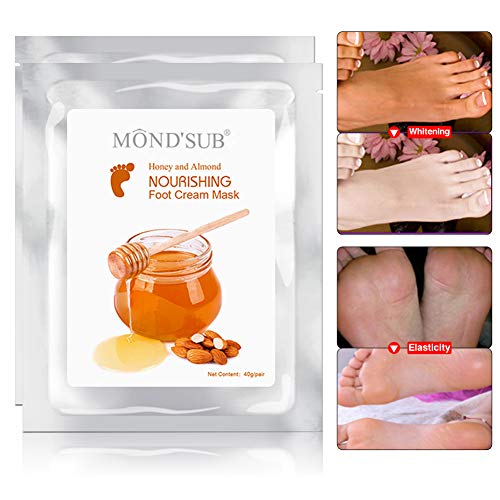 MOND'SUB Honey & Almond Nourishing Foot Masks - 5 Pairs for Soft, Hydrated Feet