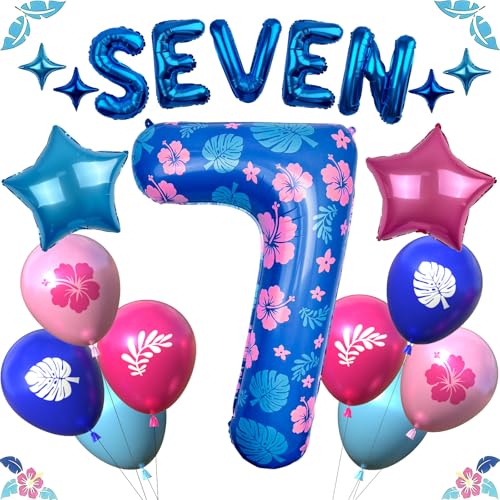 40 Inch Number 7 Balloon Set with Letter & Star Balloons - Kids Birthday Party Decor