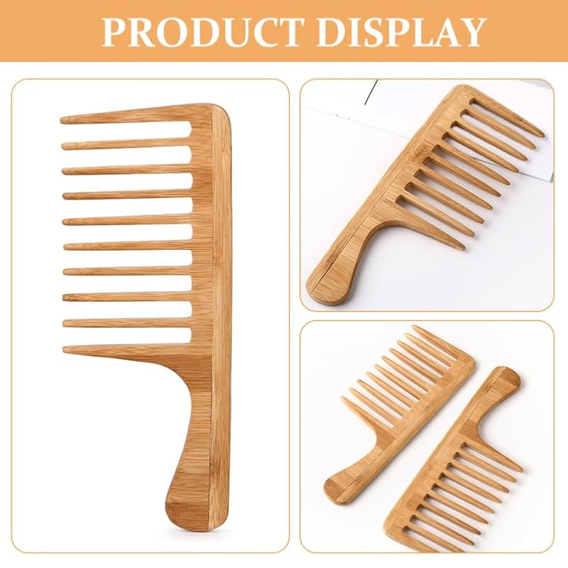 Healeved Wide Tooth Bamboo Comb - Large Detangling Hair Styling Tool