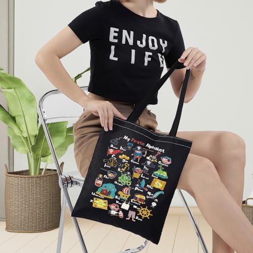 My Pirate A-Z Alphabet Tote Bag - LEVLO Pirate Quote Gift