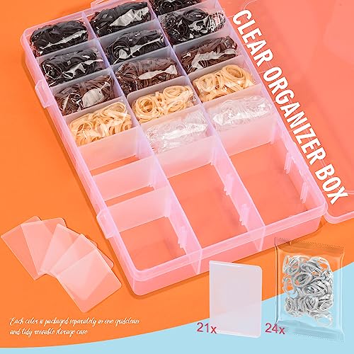 TsMADDTs 2000 Pcs Hair Ties Set with Organizer Box, 7 Natural Colors & Hair Comb