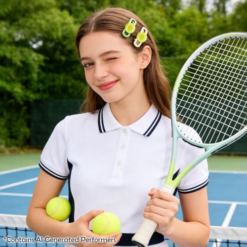 Evoonlyn Green Tennis Hair Clips Set for Women & Girls – Stylish Sport Barrettes, 4-Pack