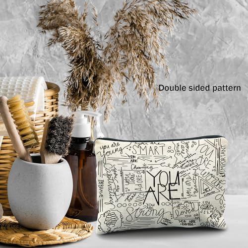 Inspirational Canvas Makeup Bag - 10x7.5 inches, Ideal Gift for Teens