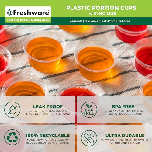 Freshware 1 Ounce Plastic Portion Cups - 250 Count for Meal Prep & Sauces