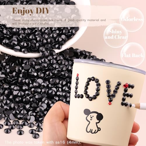 8000PCS 3mm Black Resin Rhinestones for DIY Crafts & Nail Art