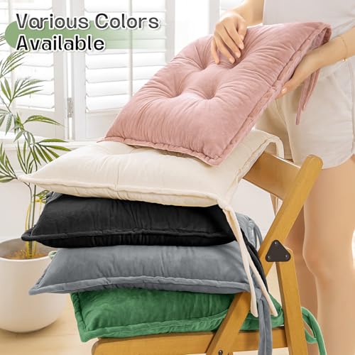 Square Seat Cushion Set of 2 for Dining Chairs - 17.7x17.7 Inch, Black