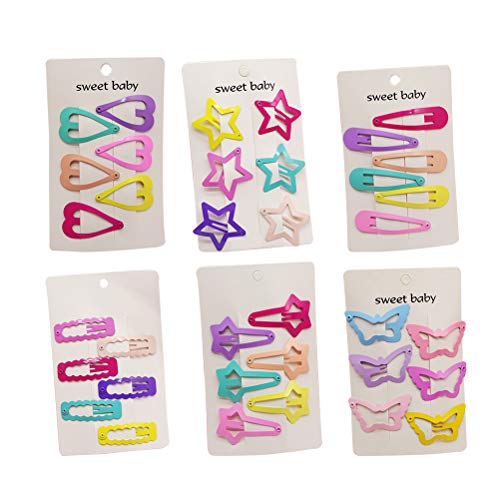 FRCOLOR 36pcs Colorful Snap Hair Clips for Girls - Cute Metal Barrettes