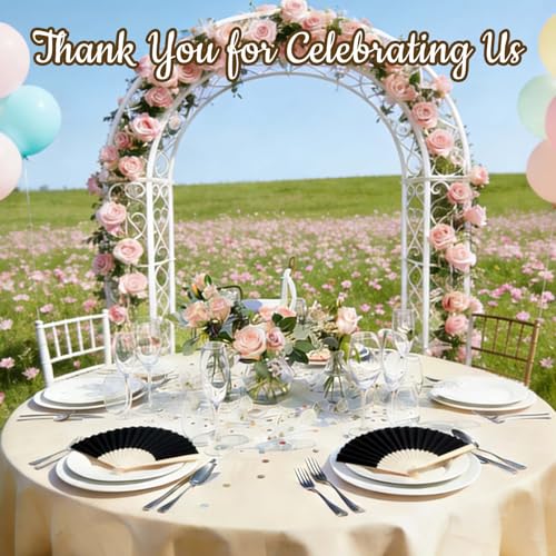 HJX 12Pcs Black Paper Hand Fans - Elegant Wedding Party Favors