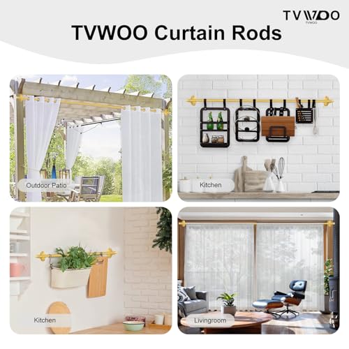 TVWOO Gold Wrap Around Curtain Rod - Adjustable 28-48" Room Darkening