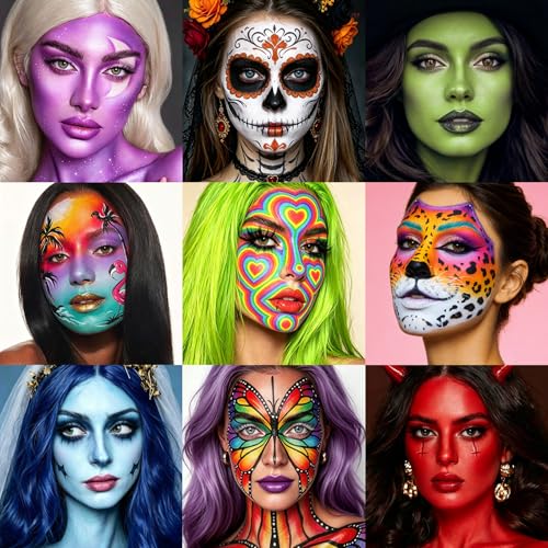 BOBISUKA 24-Color Water Activated Face and Body Paint Palette for SFX Makeup