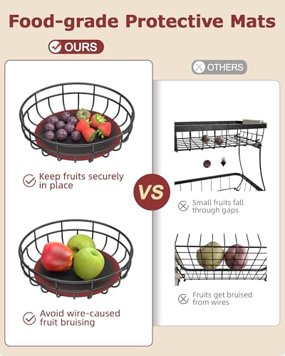 2 Tier Space-Saving Fruit Basket with Banana Hook for Kitchen