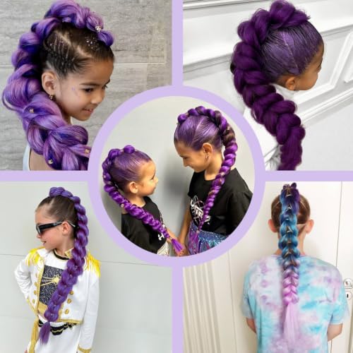 Lianzi 26 Inch Synthetic Purple Braided Ponytail Extensions - Dark Purple