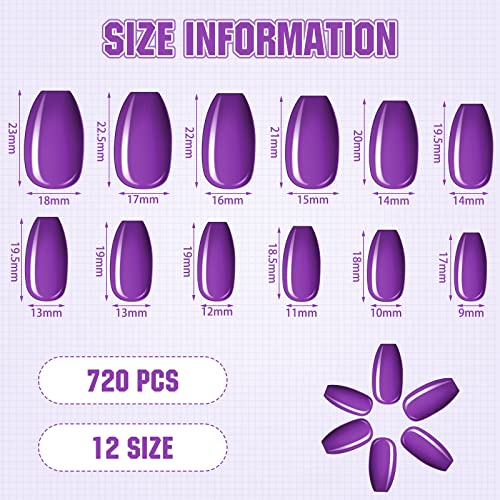 Maitys 720 Pcs Medium False Nails Ballerina Coffin Press On Warm Colors - 30 Sets